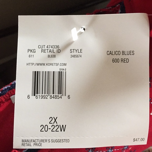 Koret City Blues Short Sleeve Red Top - Picture 4 of 4